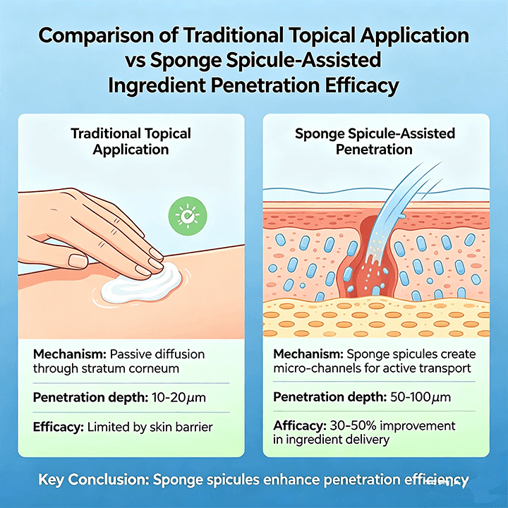 Comparison chart showing the synergistic effects of sponge bone needles and anti-hair loss ingredients